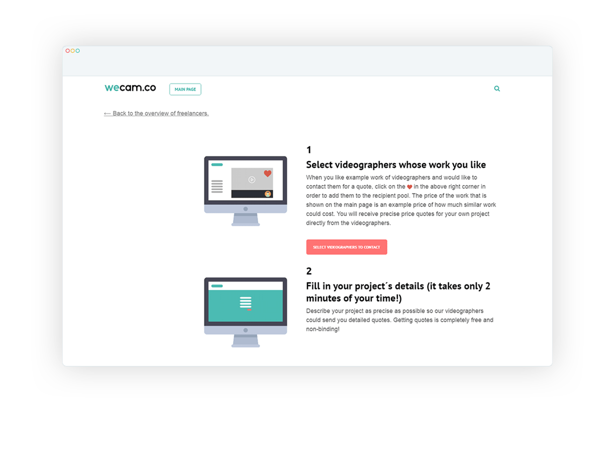 Wecam, welcome page