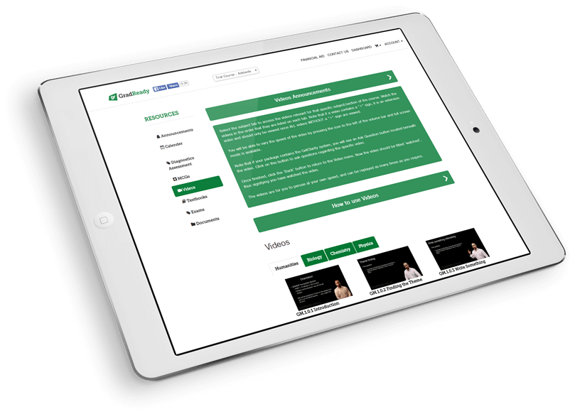 GradReady SaaS platform iPad design
