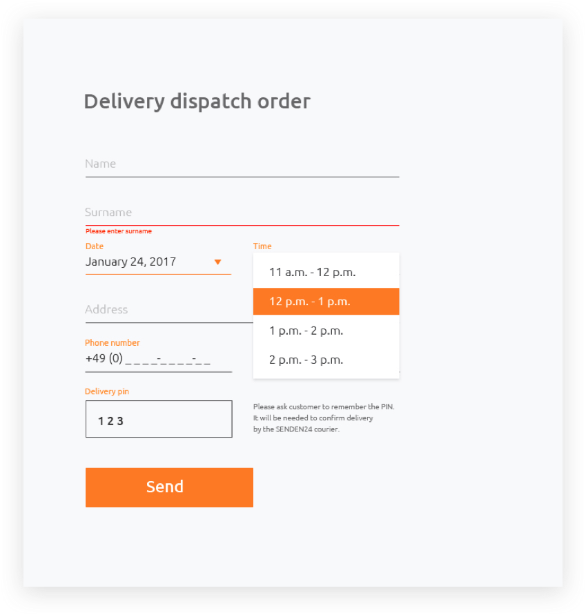 DELIVERY SERVICE ORDER FORM Senden24