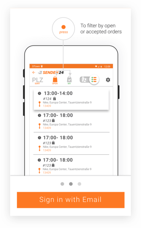 ANDROID MOBILE APP FOR COURIER Senden24