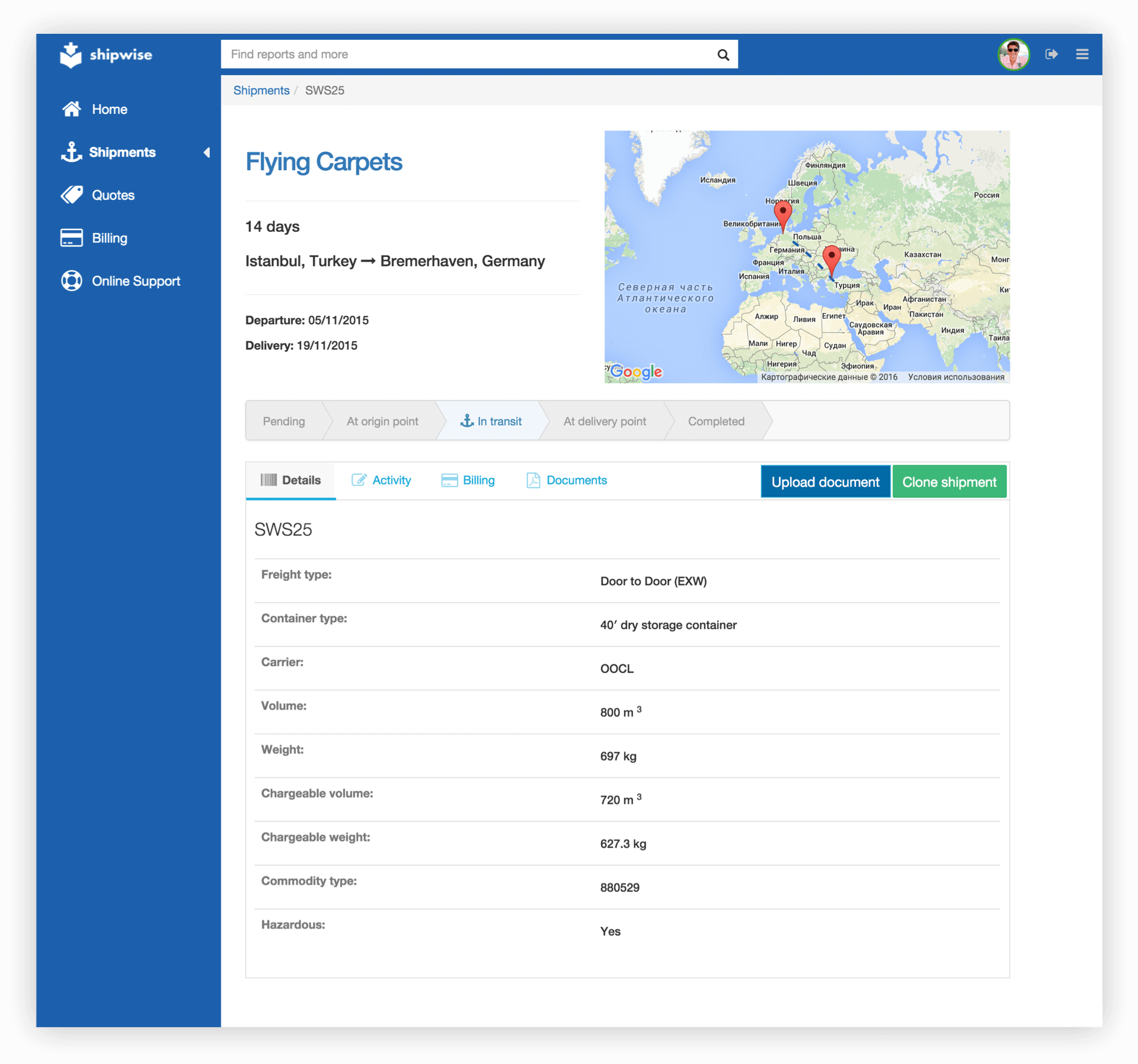 Shipwise - multimodal shipments management platform MVP development project, Syndicode
