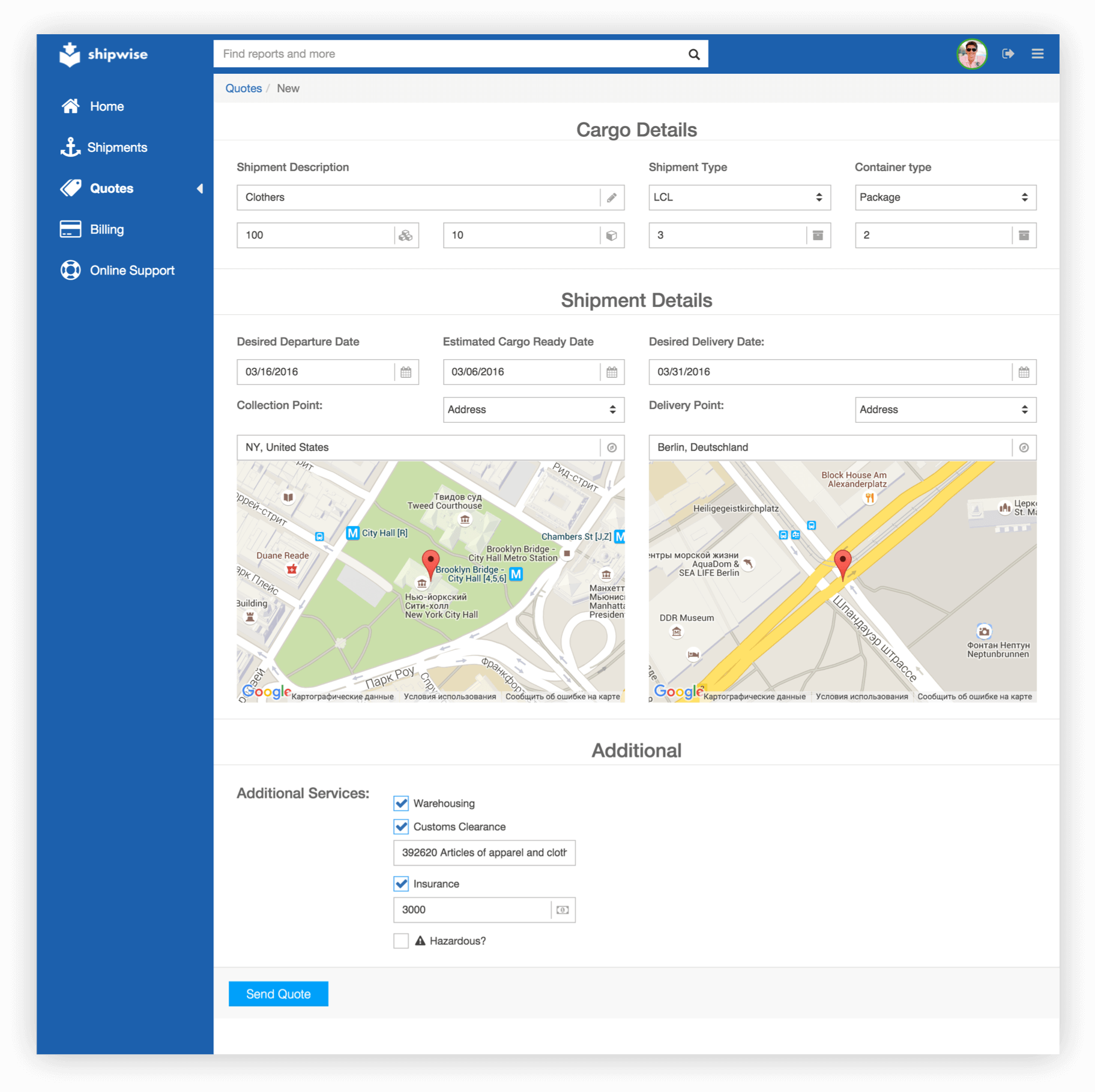 Shipwise - multimodal shipments management platform MVP development project, Syndicode