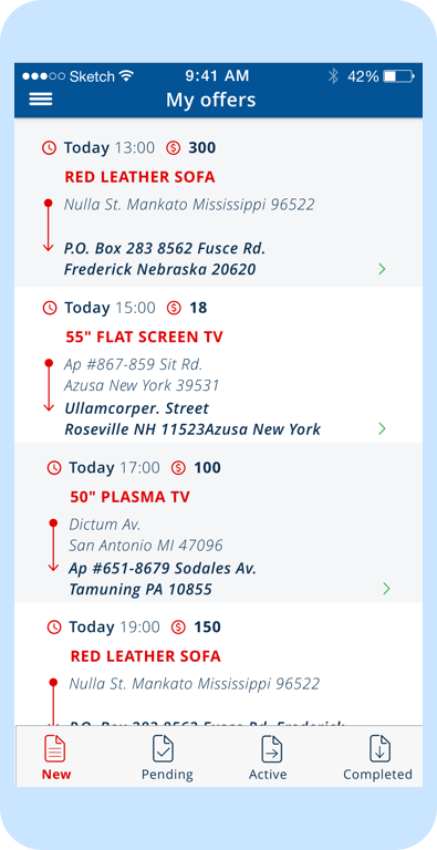 KwikiMove. Mobile client start page. Syndicode