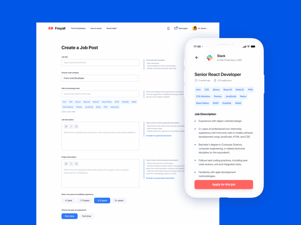 Freelancer search service design concept