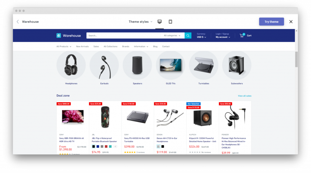 Shopify marketplace themes