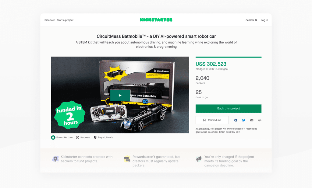 A project on the Kickstarter platform
