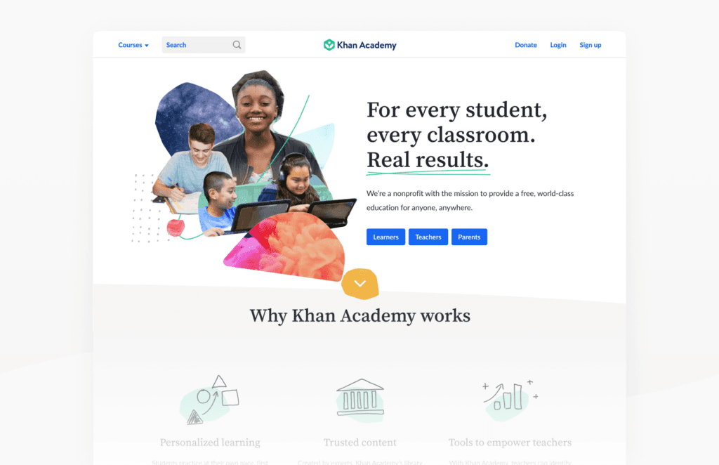 Khan Academy homepage