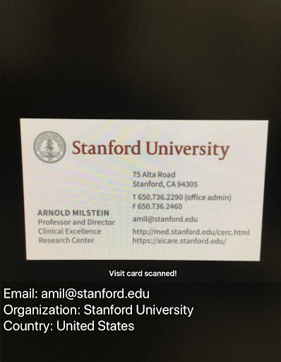 recognition business card