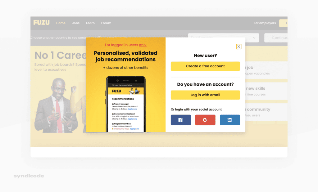 Social sign-up function