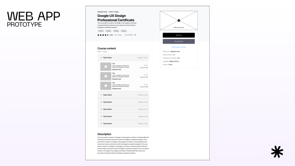 A sample prototype for a web app